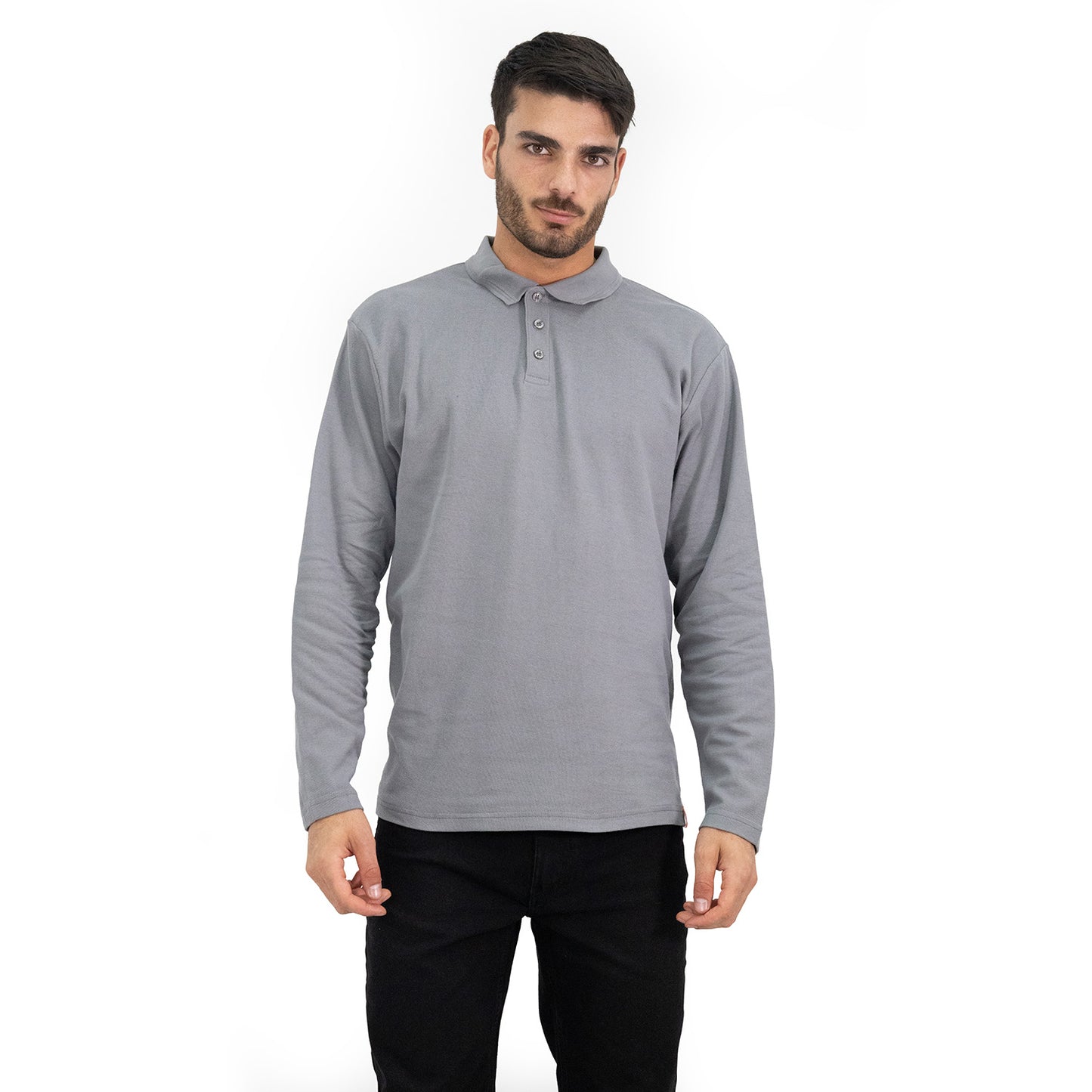 MA - POLERA PIQUE QUEBEC MANGA LARGA GRIS