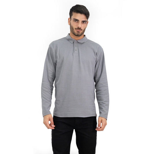 MA - POLERA PIQUE QUEBEC MANGA LARGA GRIS
