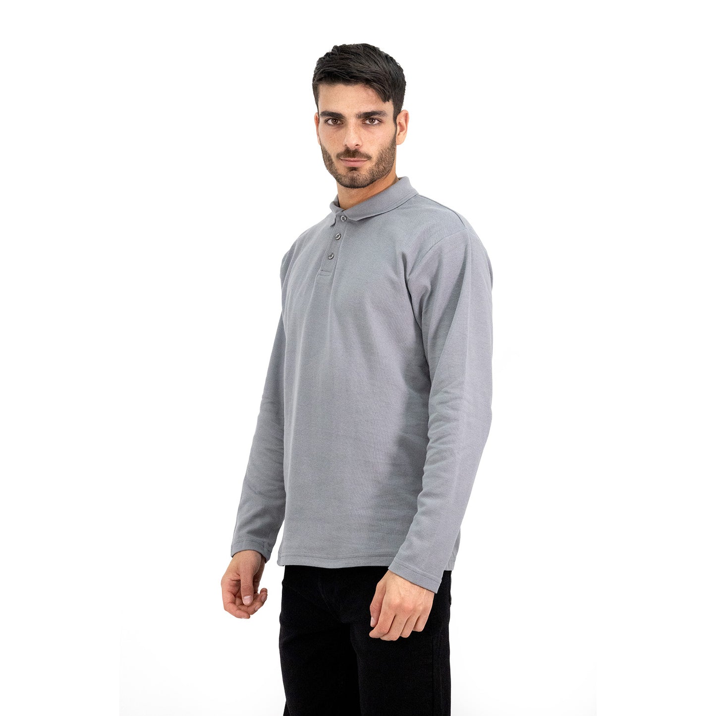 MA - POLERA PIQUE QUEBEC MANGA LARGA GRIS