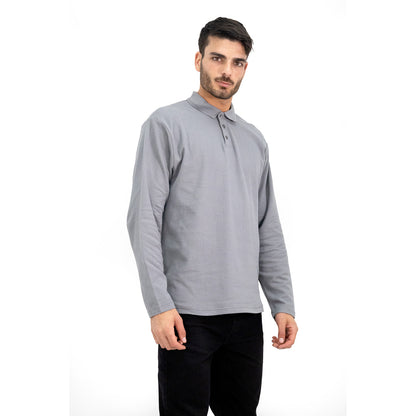 MA - POLERA PIQUE QUEBEC MANGA LARGA GRIS