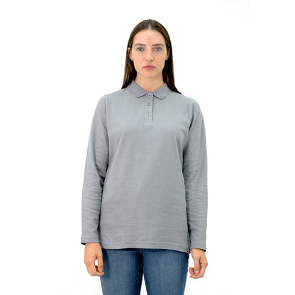 MA - POLERA PIQUE QUEBEC MANGA LARGA MUJER GRIS