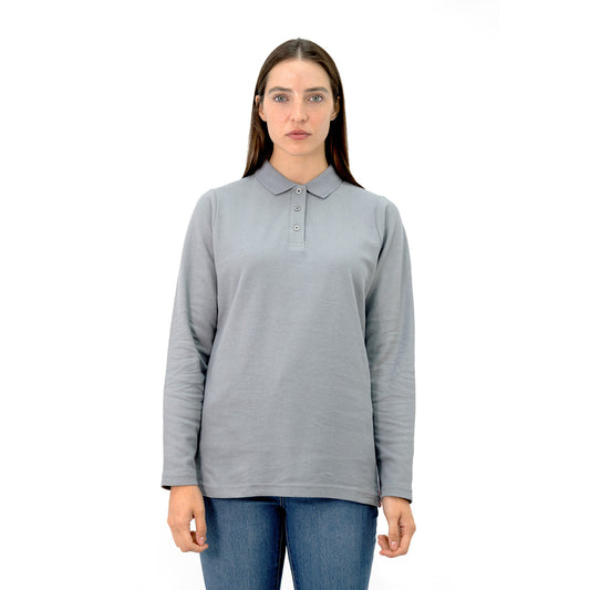 MA - POLERA PIQUE QUEBEC MANGA LARGA MUJER GRIS