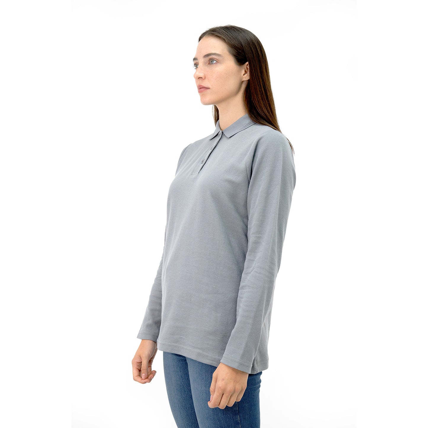 MA - POLERA PIQUE QUEBEC MANGA LARGA MUJER GRIS