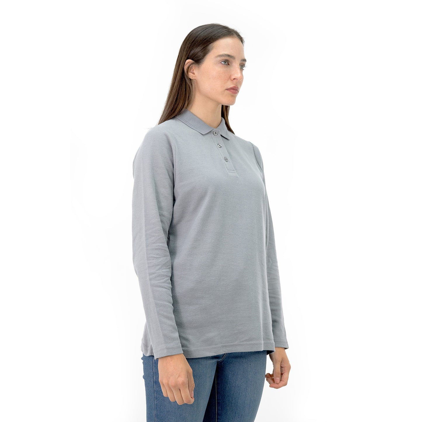 MA - POLERA PIQUE QUEBEC MANGA LARGA MUJER GRIS