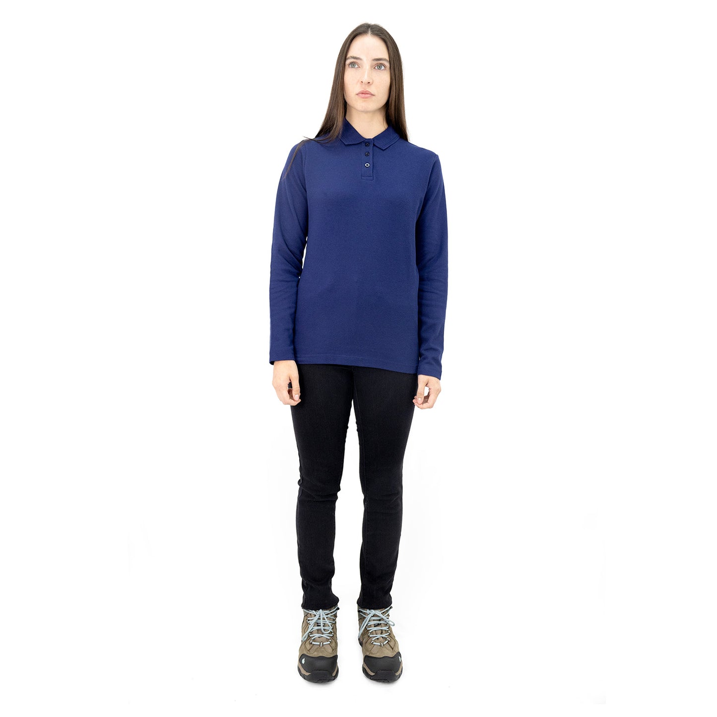 MA - POLERA PIQUE QUEBEC MANGA LARGA MUJER AZUL