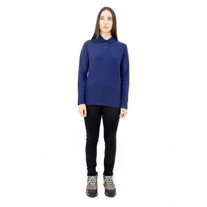 MA - POLERA PIQUE QUEBEC MANGA LARGA MUJER AZUL