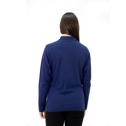 MA - POLERA PIQUE QUEBEC MANGA LARGA MUJER AZUL
